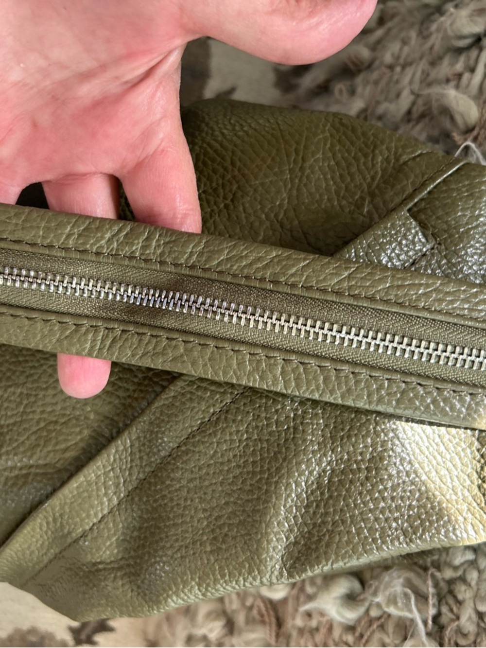 Valentina Olive Green Leather Convertible Sling Backpack - Picture 8 of 15